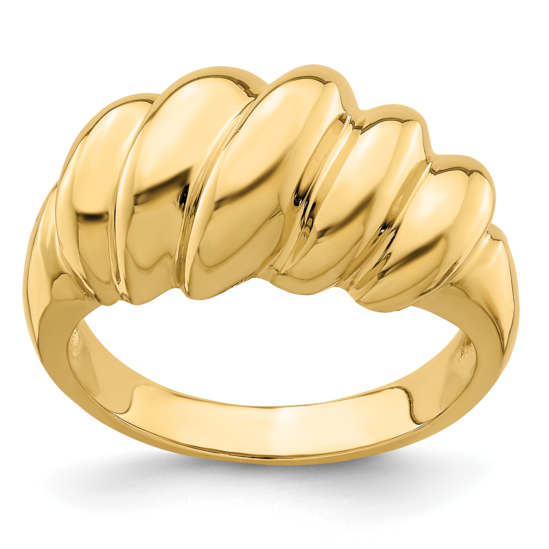 14k Polished Slanted Shrimp Dome Ring (R726)