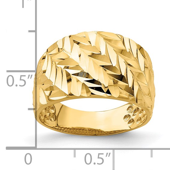 14k Diamond-cut Arrow Slash Dome Ring