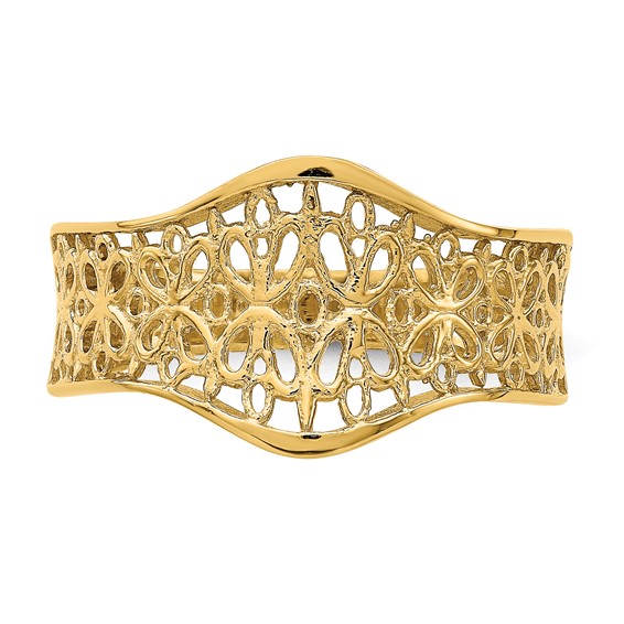 14k Cut-Out Pattern Scalloped Edge Ring