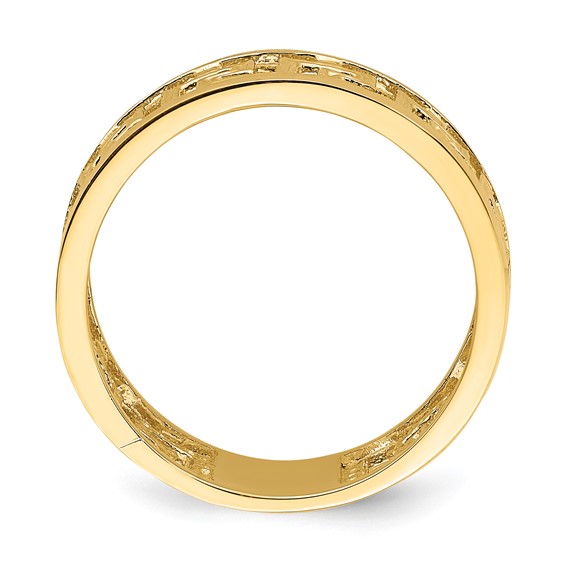 14K Polished Cut-Out Greek Key Design Band