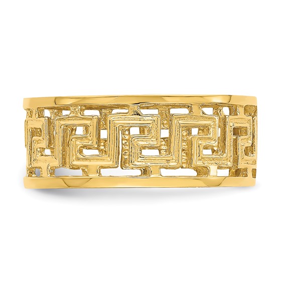 14K Polished Cut-Out Greek Key Design Band