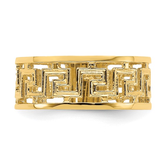 14K Polished Cut-Out Greek Key Design Band