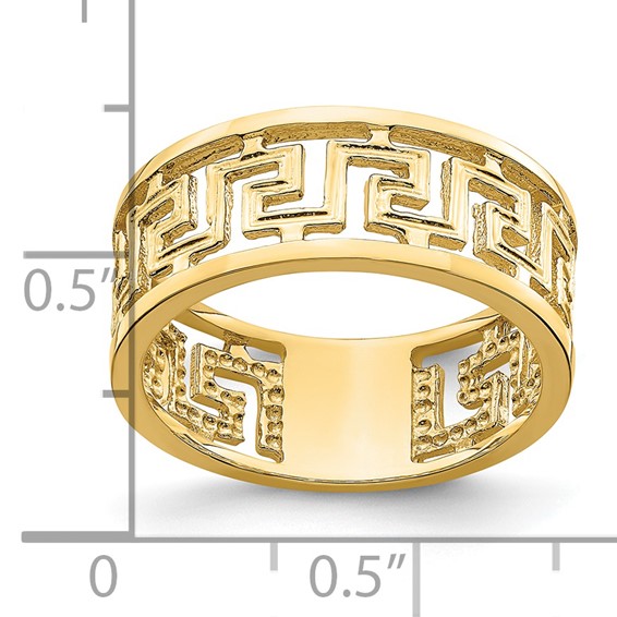 14K Polished Cut-Out Greek Key Design Band
