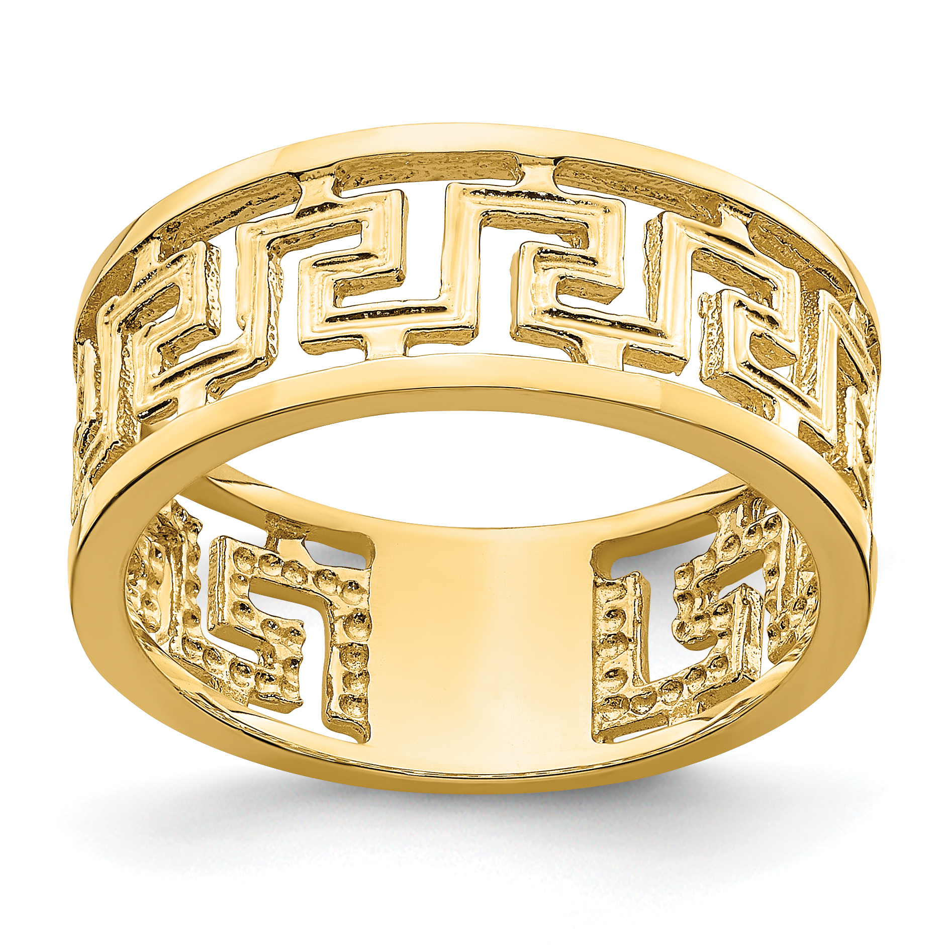 14K Polished Cut Out Greek Key Design Band (R736)