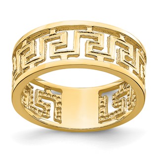 14K Polished Cut-Out Greek Key Design Band