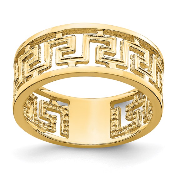 14K Polished Cut-Out Greek Key Design Band
