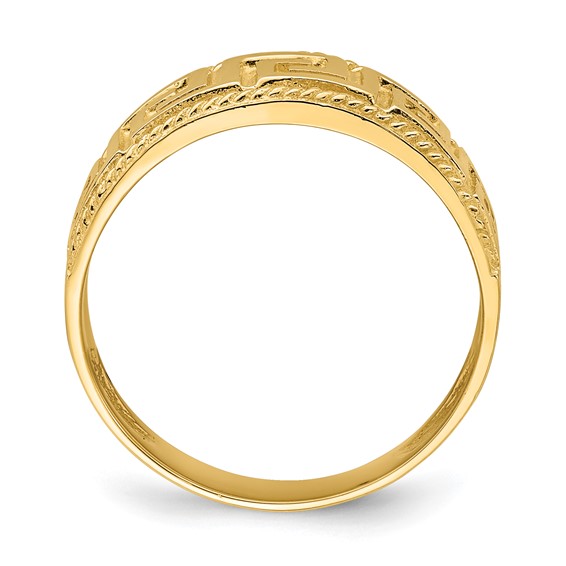 14k Greek Key Pattern Dome Ring