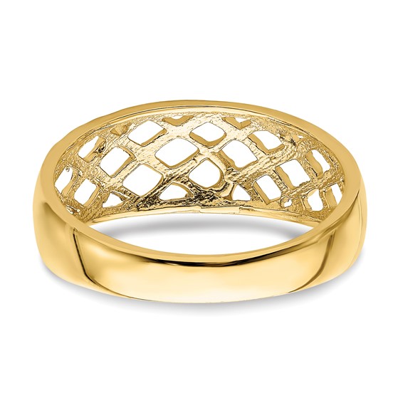 14K Solid Diamond-cut Woven Pattern Dome Ring
