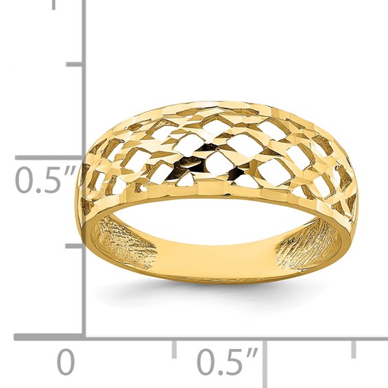 14K Solid Diamond-cut Woven Pattern Dome Ring
