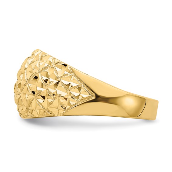 14K  Diamond-cut Quilted Pattern Dome Ring