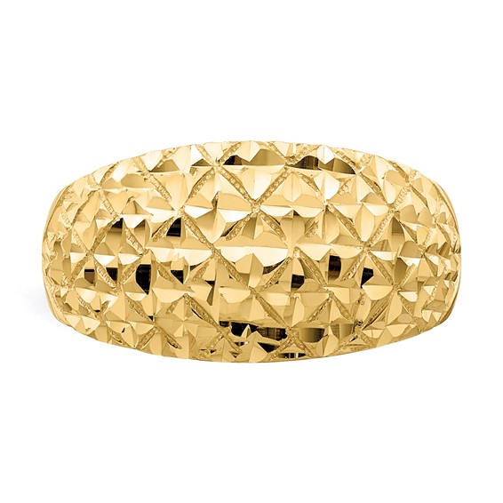 14K  Diamond-cut Quilted Pattern Dome Ring