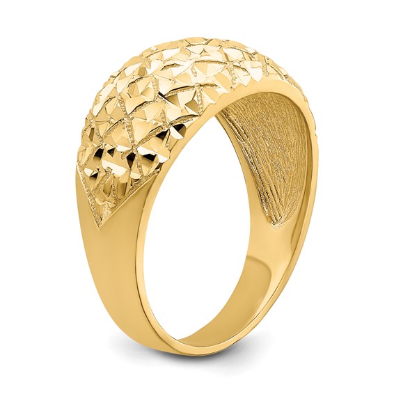 14K  Diamond-cut Quilted Pattern Dome Ring