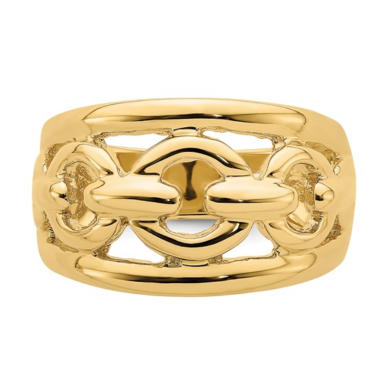 14K Polished Chain Design Inside Ring
