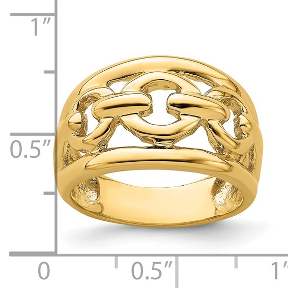 14K Polished Chain Design Inside Ring