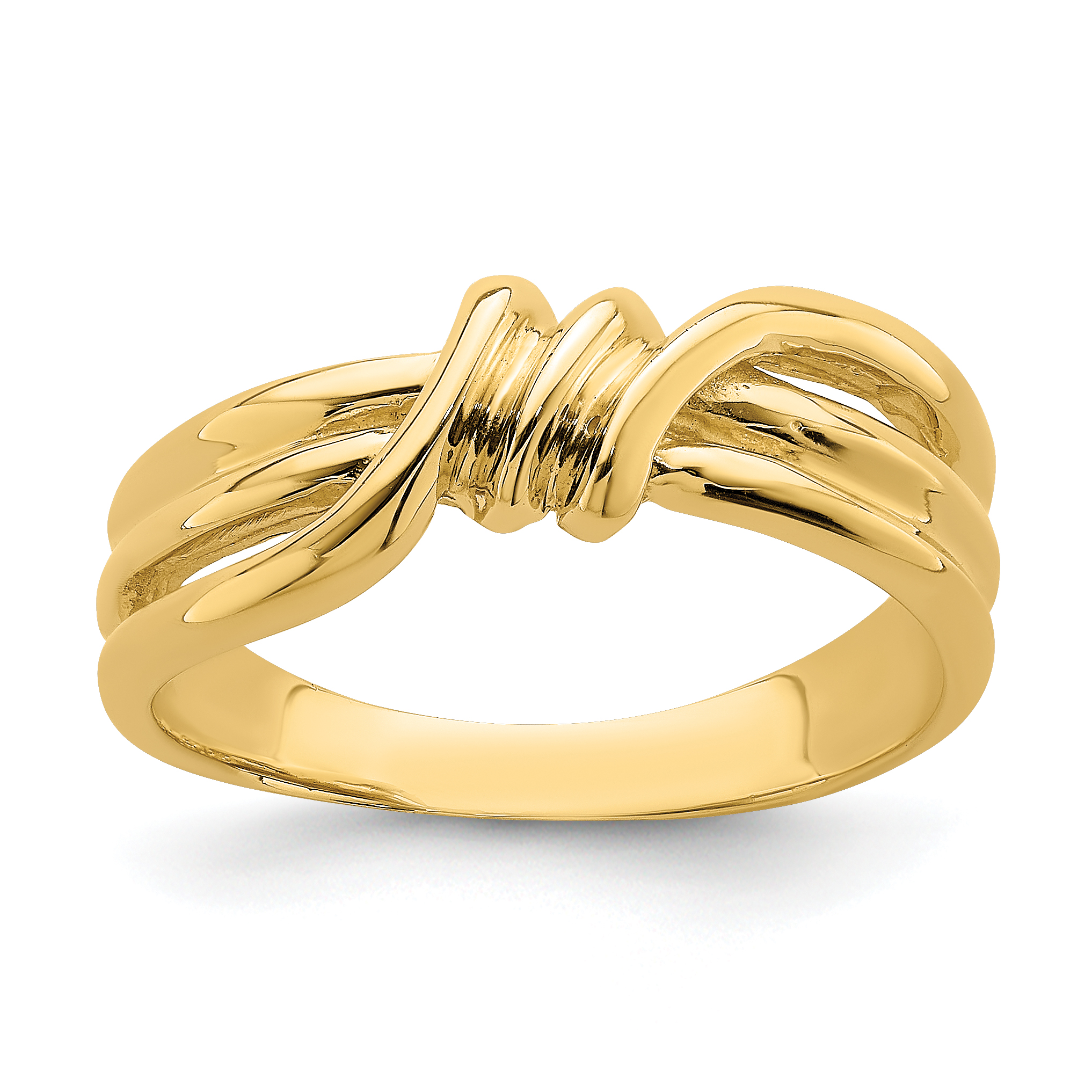 14k Polished Ribbed Band Ring (R761)