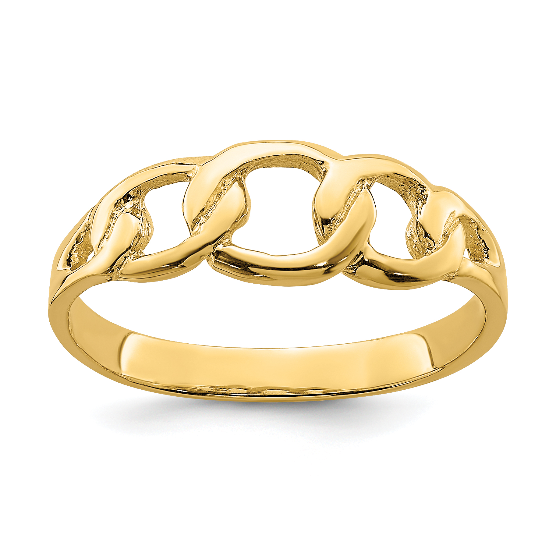14K Polished Chain Link Ring (R763)