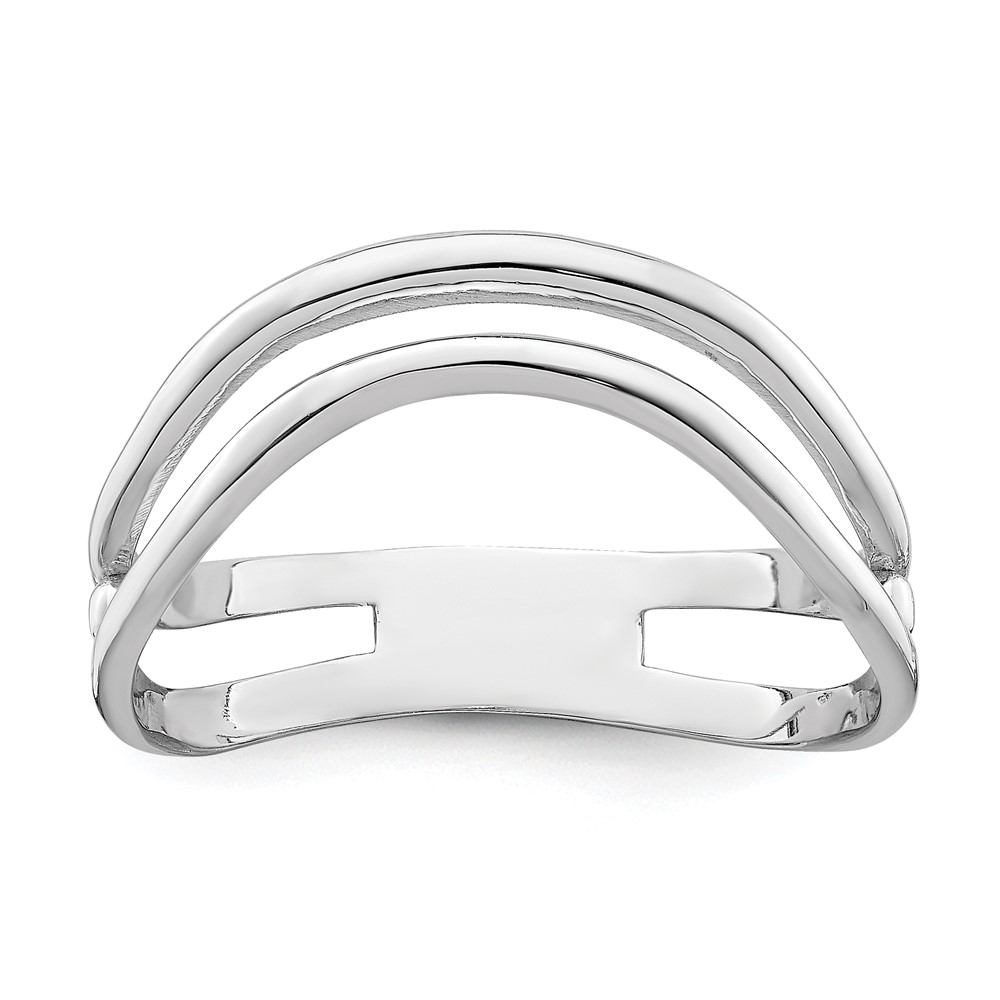 14k White Gold Double Wave Fashion Thumb Ring