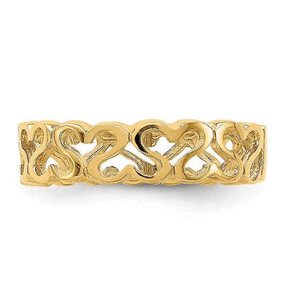 14k Polished Hearts Band