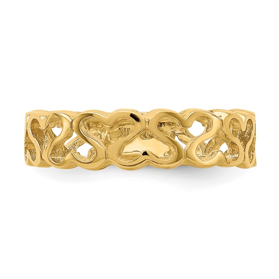 14k Polished Hearts Band