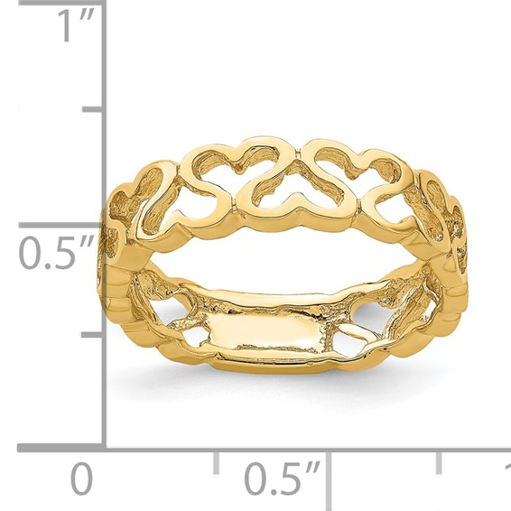 14k Polished Hearts Band