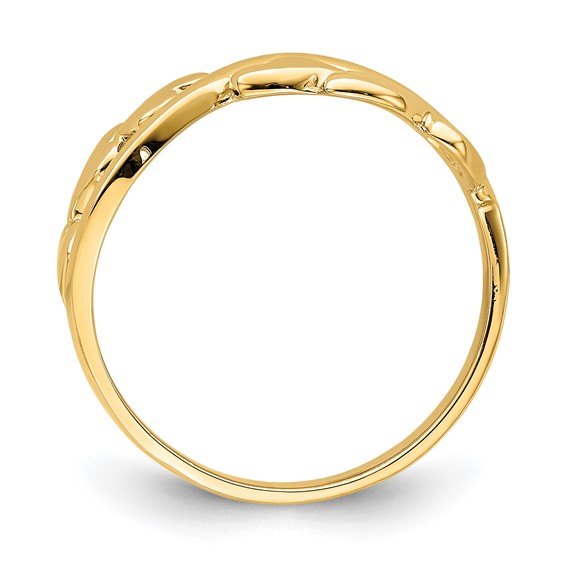 14k Polished Cross-over Design Heart Ring