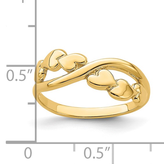 14k Polished Cross-over Design Heart Ring