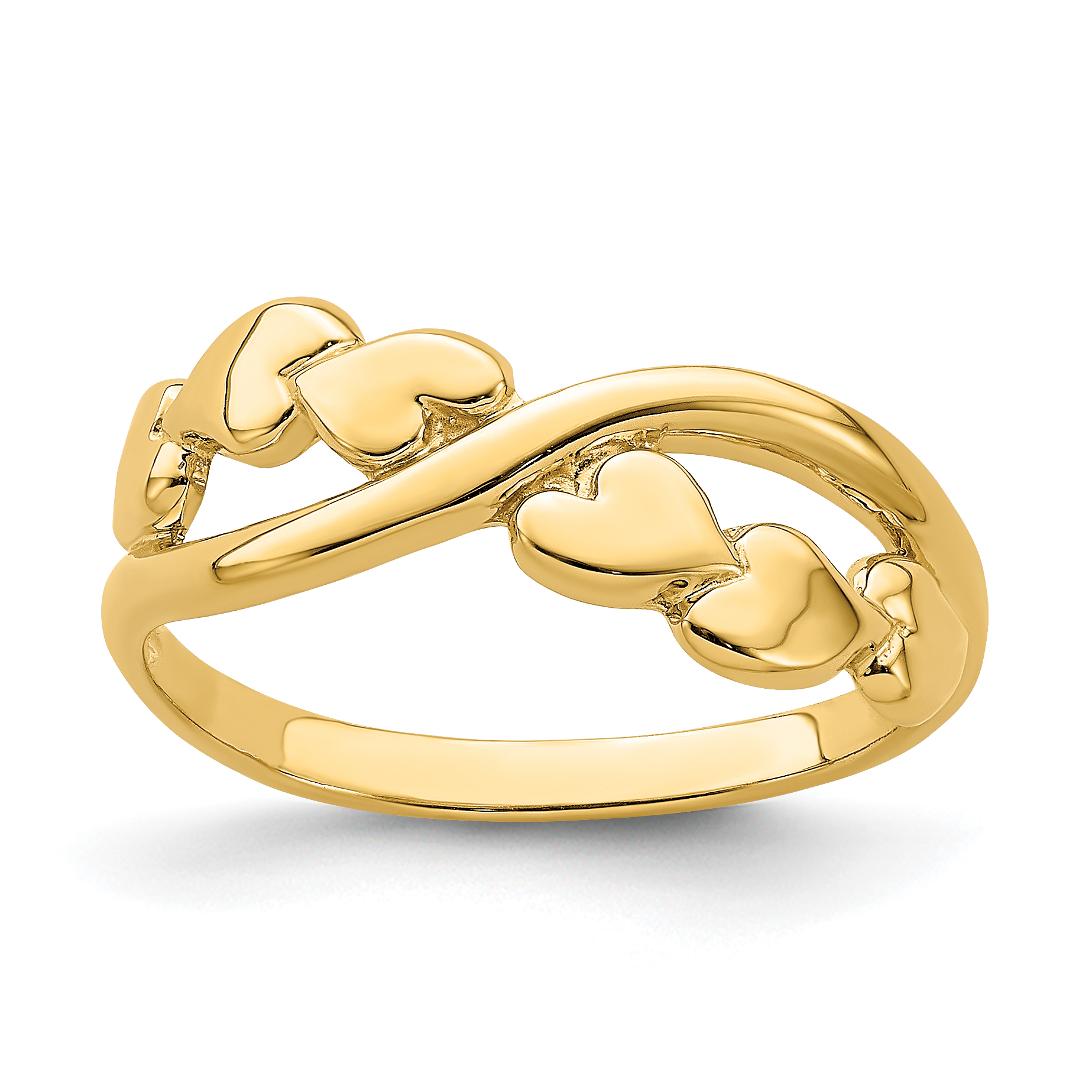14k Polished w/ X Design Heart Band (R779)