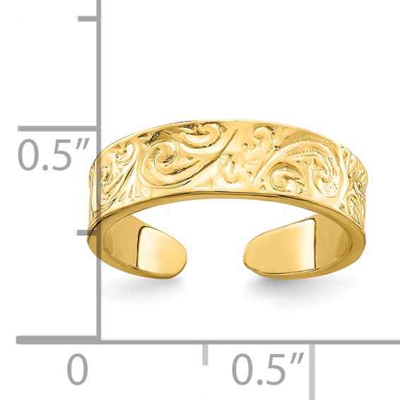 14k Adjustable Scroll Pattern Toe Ring