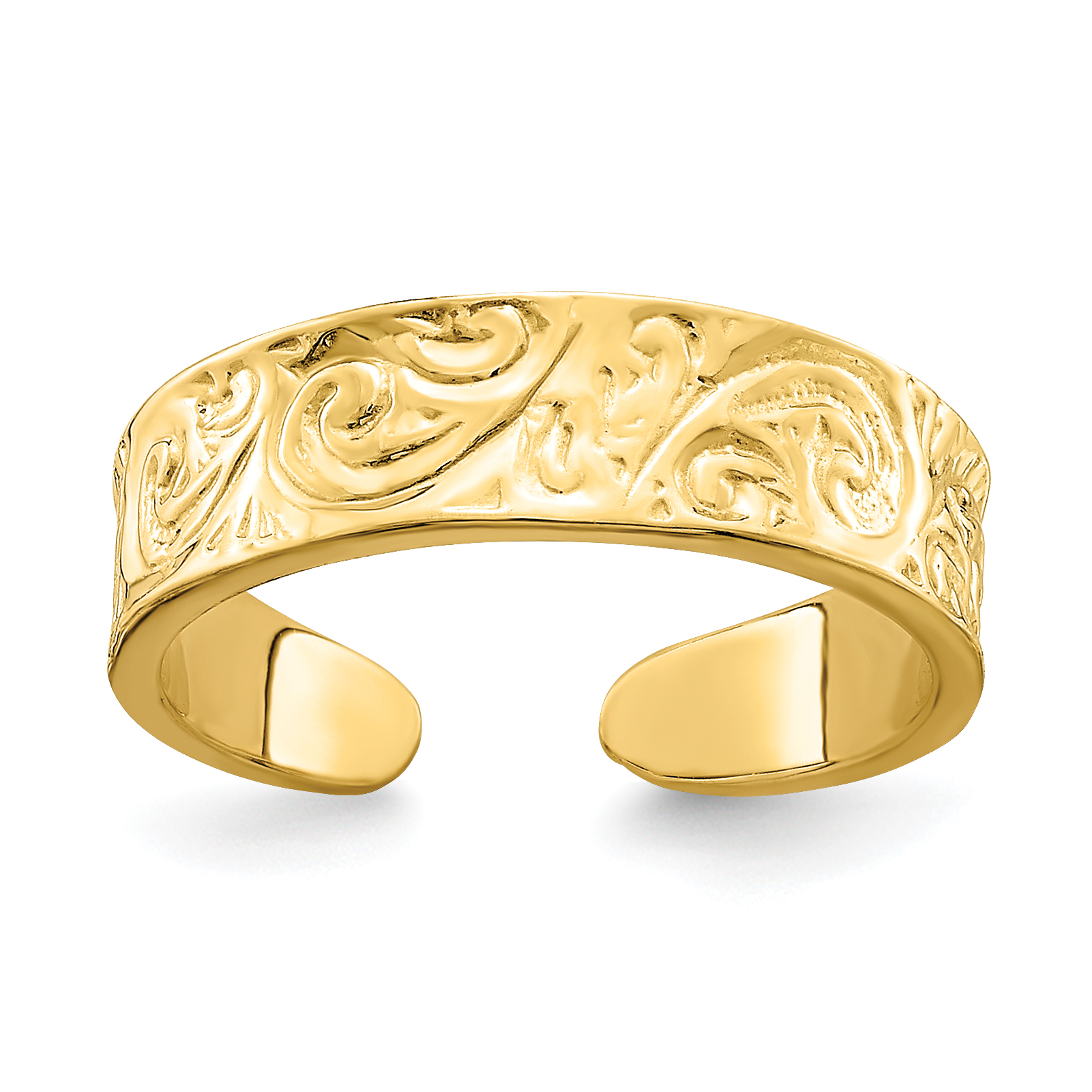14k Adjustable Scroll Pattern Toe Ring (R788)