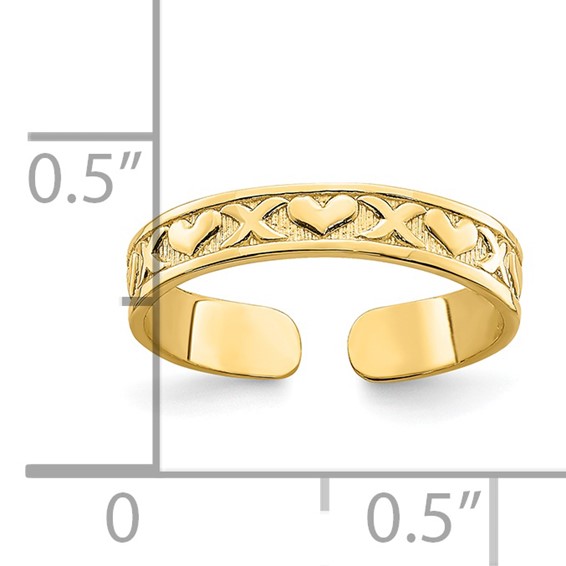 Gold Polished Heart Toe Ring