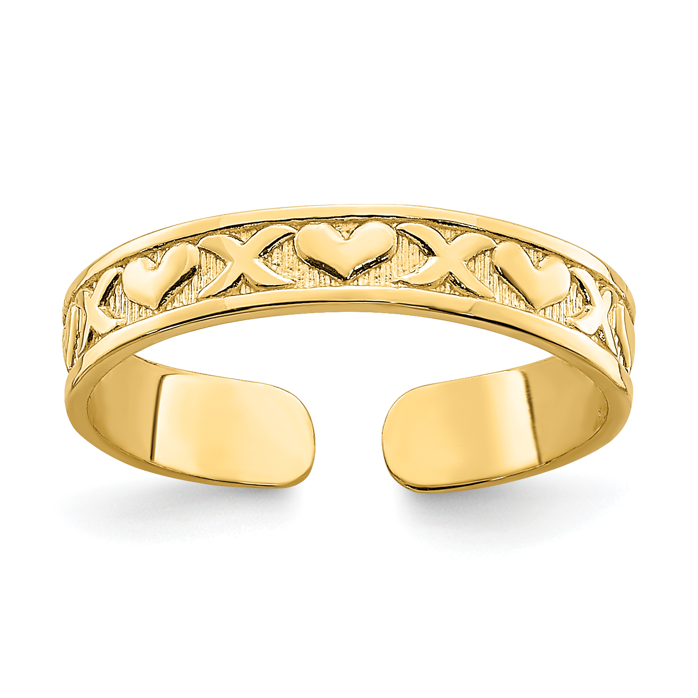 14K Small X and Hearts Adjustable Toe Ring (R791)
