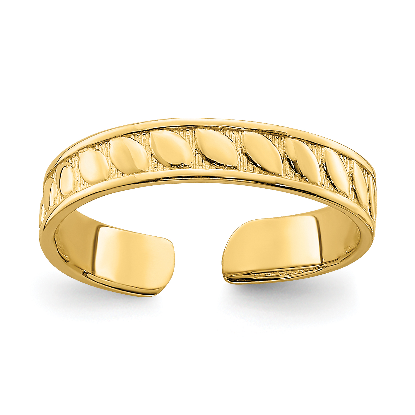 14k Adjustable Leaf Engraved Design Toe Ring (R793)