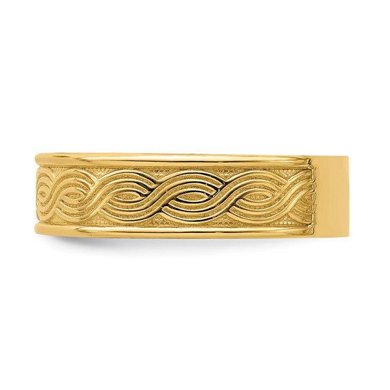 14k Wave Engraved Thumb Ring (size 9)
