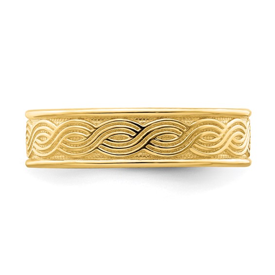 14k Wave Engraved Thumb Ring (size 9)