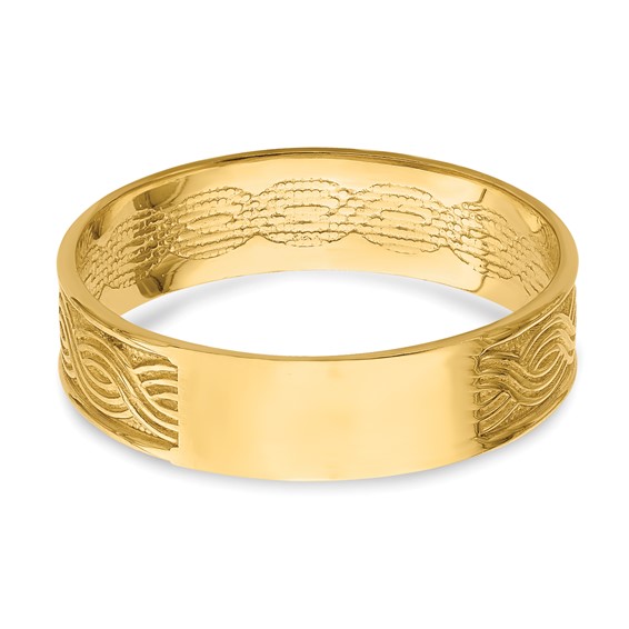 14k Wave Engraved Thumb Ring (size 9)