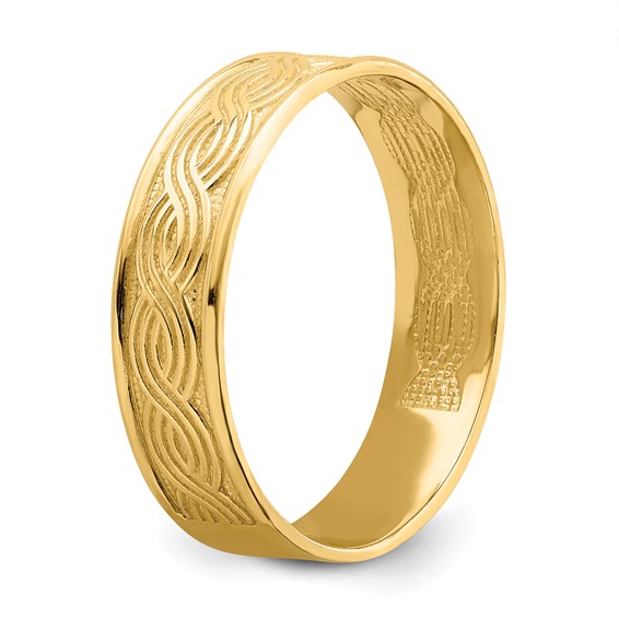 14k Wave Engraved Thumb Ring (size 9)