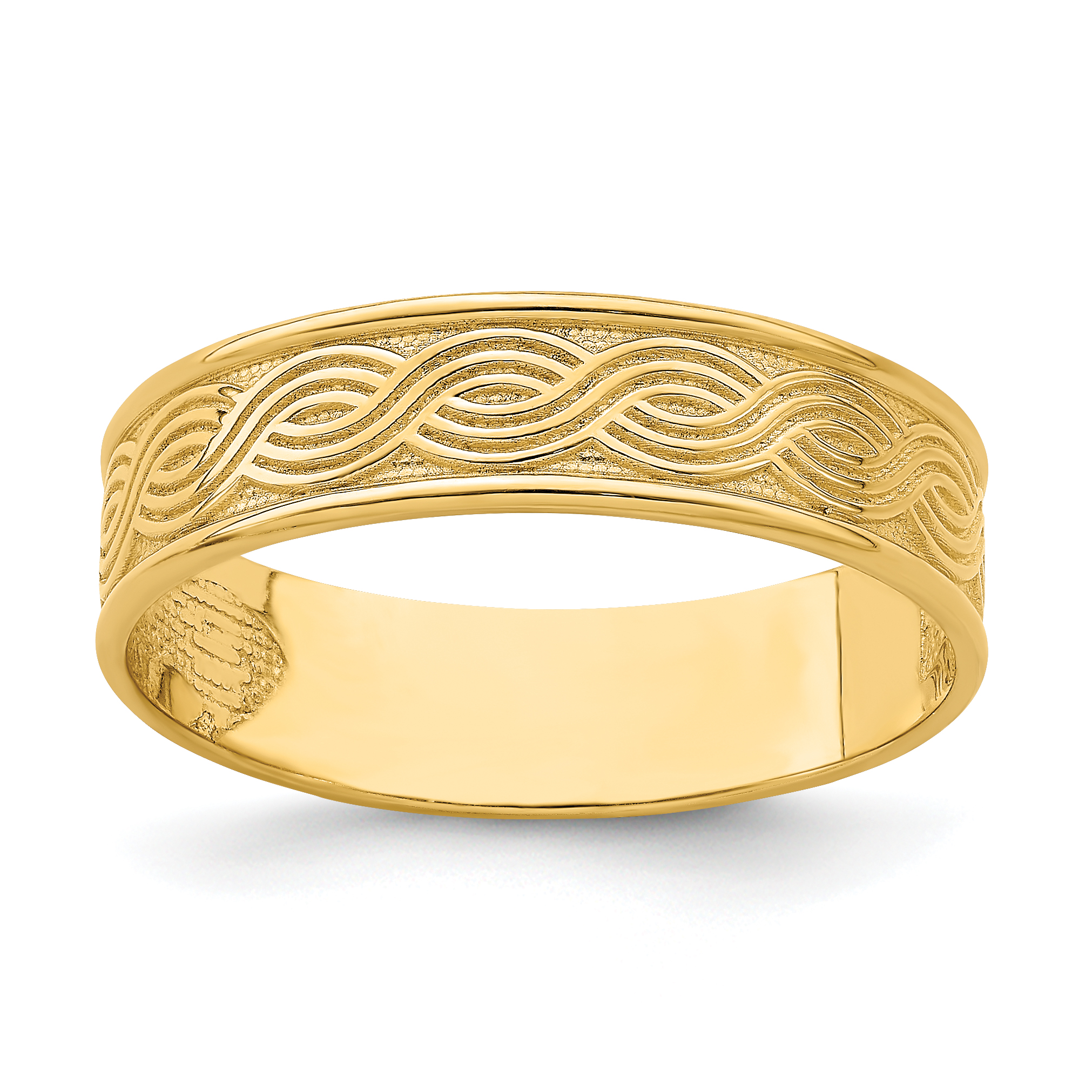 14k Wave Engraved Thumb Ring (size 9) (R795)