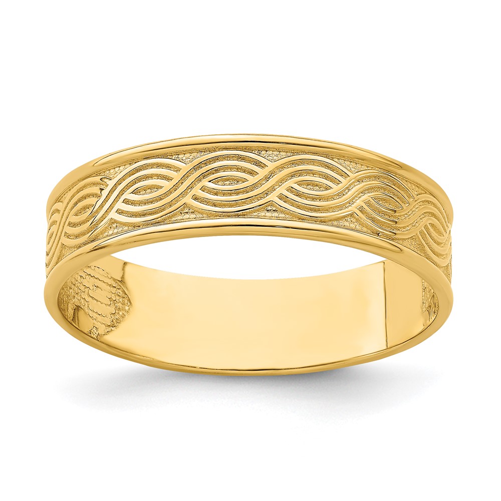 14k Wave Engraved Thumb Ring (size 9)