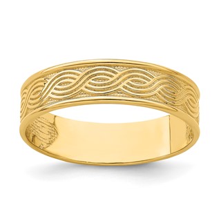 14k Wave Engraved Thumb Ring (size 9)