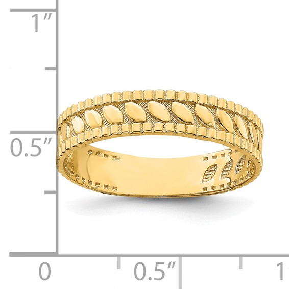 14k Leaf Engraved Thumb Ring (size 9)