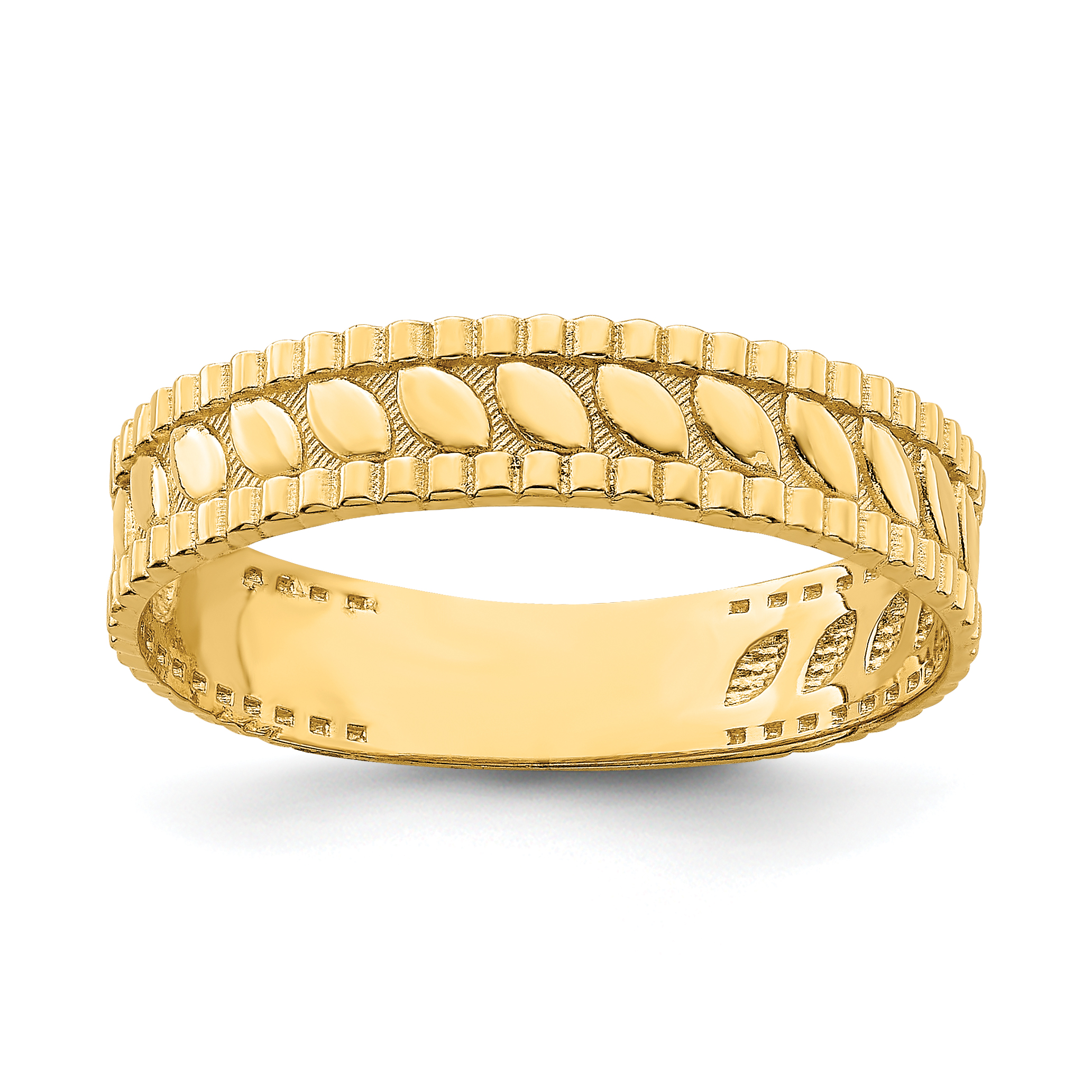 14k Leaf Engraved Thumb Ring (size 9) (R796)