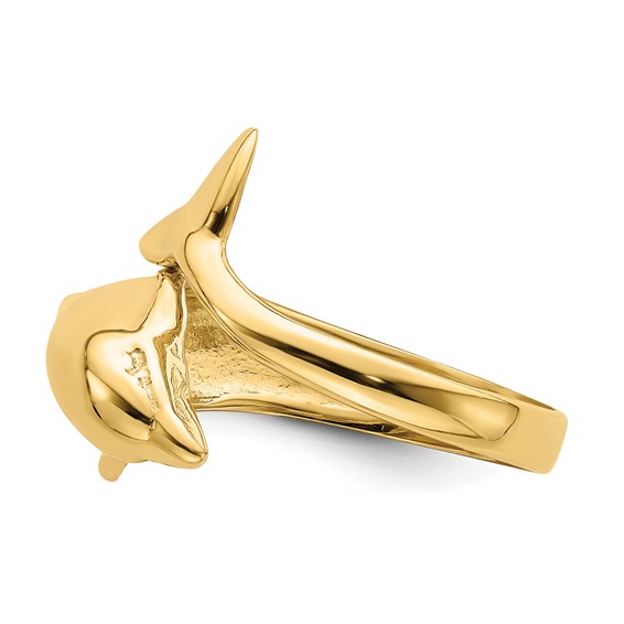 14k Polished Dolphin Bypass Ring