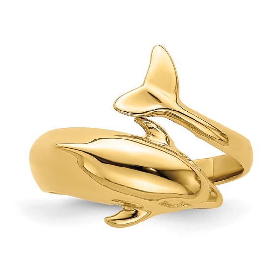14k Polished Dolphin Bypass Ring