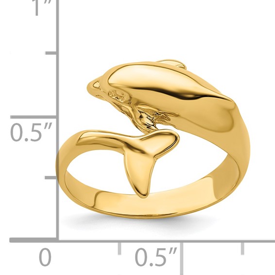 14k Polished Dolphin Bypass Ring