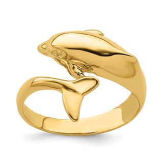 14k Polished Dolphin Bypass Ring