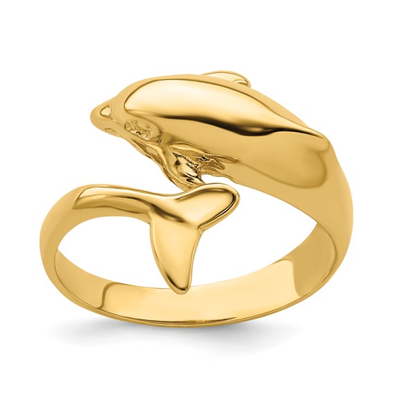 14k Polished Dolphin Bypass Ring