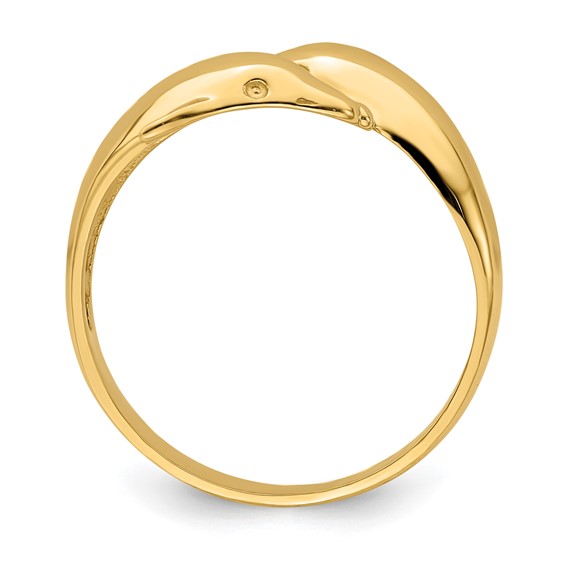 14k Polished Double Dolphin Bypass Ring