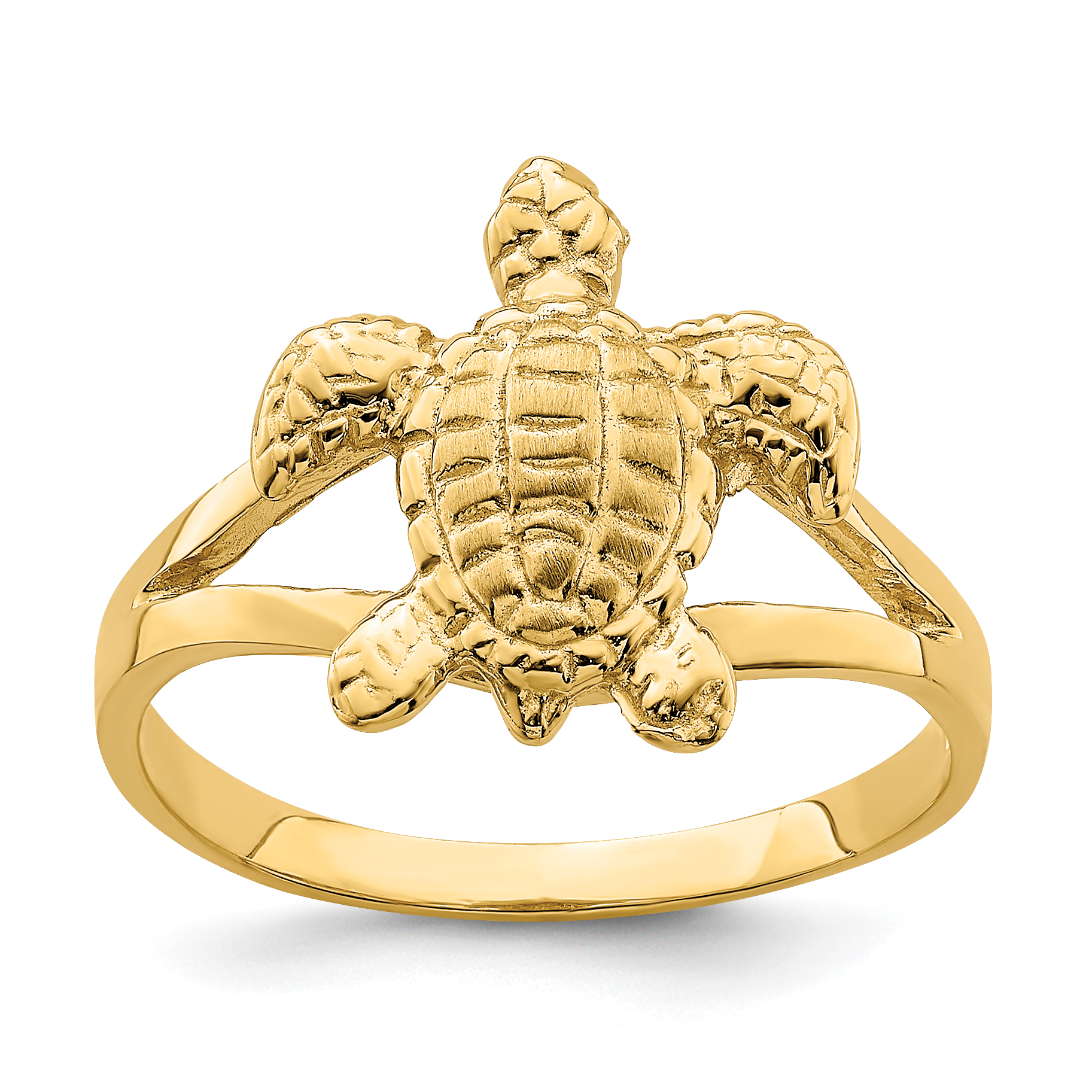 14k Textured Sea Turtle Ring (R837)