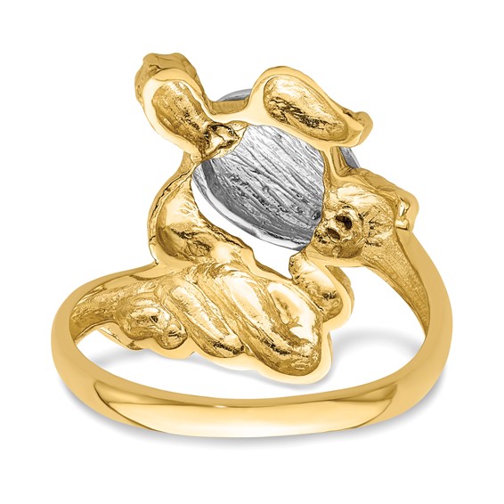 14K and White Rhodium Turtle Ring