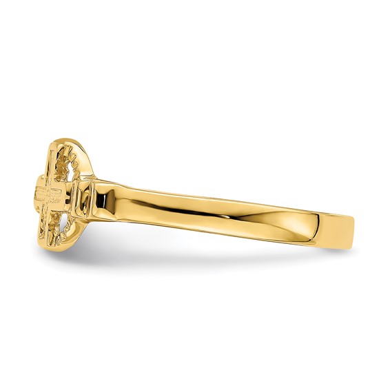 14k Polished Cross In Circle Ring